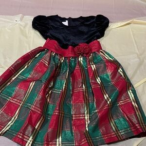 Festive Plaid Dress with Red Roses size 12